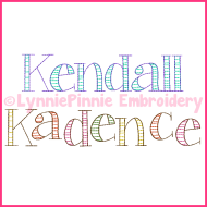 CurlyGirl 2 Color Sketch Font - Triple Run Embroidery Font -- 3 sizes