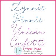 Unicorn Confetti Bean Stitch Font DIGITAL Embroidery Machine File -- 6 sizes + Native BX Embroidery Font Scalable