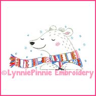 Vintage Winter Polar Bear ColorWork Sketch Embroidery Design 4x4 5x7 6x10 7x11