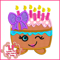 Cutie Kawaii Birthday Cake Applique 4x4 5x7 6x10 7x11 SVG