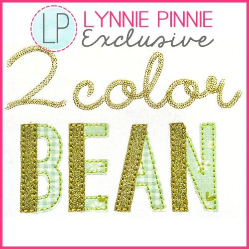 2 Color Bean Stitch Raw Edge Block Applique Font DIGITAL Embroidery Machine File -- 5 sizes + Native BX Embroidery Font Scalable