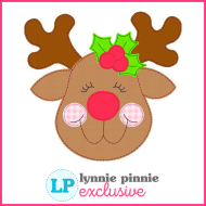 Reindeer with Holly Bean Stitch Applique Christmas Embroidery Design File 4x4 5x7 6x10 7x11