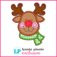 Reindeer with Scarf Satin Stitch Applique Christmas Embroidery Design File 4x4 5x7 6x10 7x11