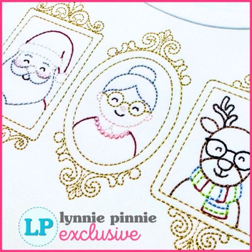 Christmas Portraits Colorwork Sketch Embroidery Design File 4x4 5x7 6x10 7x11