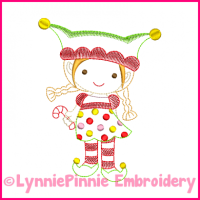 Elf Girl Colorwork Sketch Embroidery Design 4x4 5x7 6x10