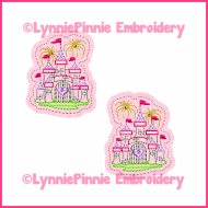 Fancy Castle with Fireworks Felt Clippie Embroidery Design 4x4
