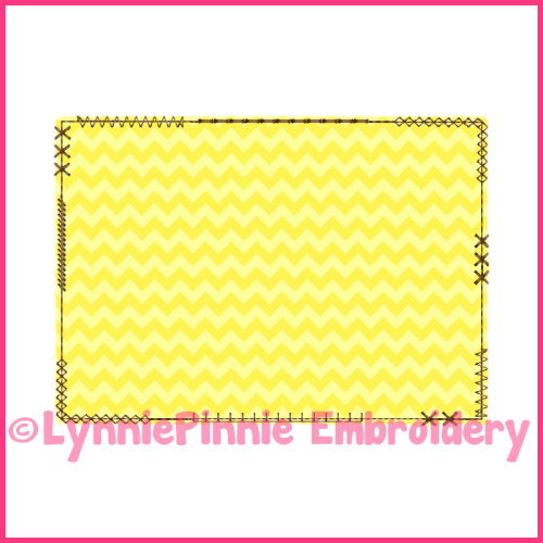 Vintage Funky Patch Rectangle Frame Applique Embroidery Design 4x4 5x7 6x10 7x11