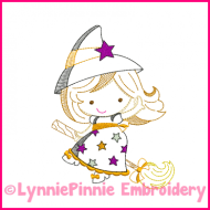 Lil Witch Cutie Colorwork Sketch Embroidery Design 4x4 5x7 6x10