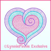 Sketch Fill Swirl Heart Machine Embroidery Design File 4x4 5x7 6x10