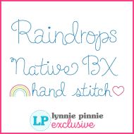 Raindrops Hand Stitched Style Machine Embroidery Font – 6 Sizes + Scalable Native BX File, Dingbats & Alternates
