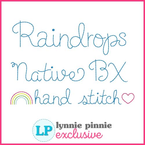 Raindrops Hand Stitched Style Machine Embroidery Font – 6 Sizes + Scalable Native BX File, Dingbats & Alternates