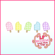 Mini Applique Popsicle Row Machine Embroidery Design File 4x4 5x7 6x10
