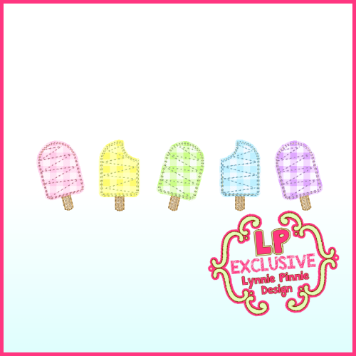 Mini Applique Popsicle Row Machine Embroidery Design File 4x4 5x7 6x10