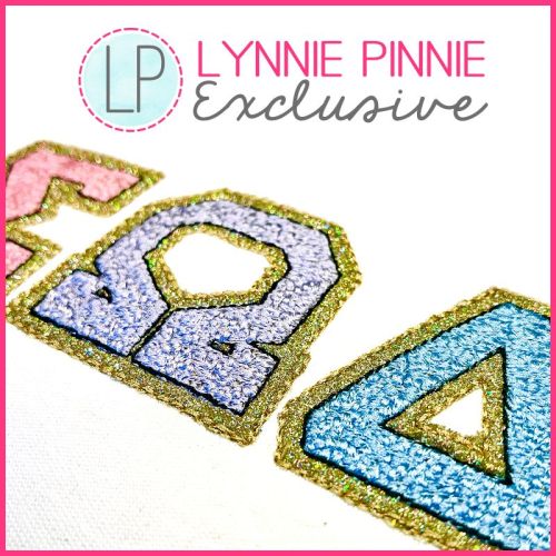 Varsity Greek Faux Chenille Stitch HTV Applique Font DIGITAL Embroidery Machine File -- 5 sizes + Native BX Embroidery Font Scalable