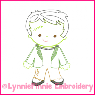 Lil Frankenstein Colorwork Sketch Embroidery Design 4x4 5x7 6x10