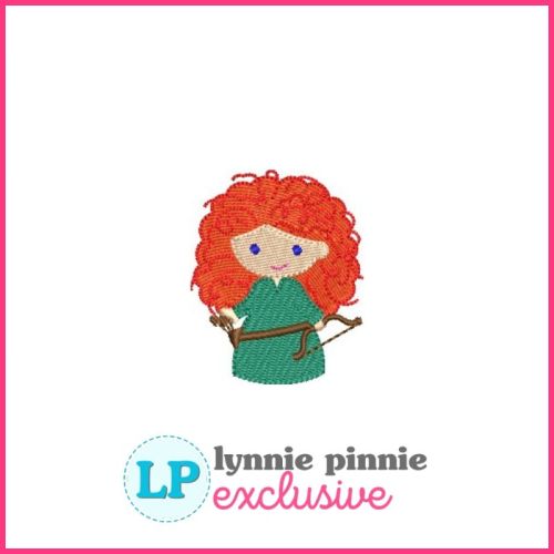 Archer Princess Mini Fill Stitch Machine Embroidery Design File 4x4 - 3 sizes