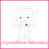 Lil Mummy Colorwork Sketch Embroidery Design 4x4 5x7 6x10