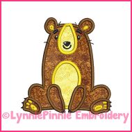 Whimsical Sitting Bear Applique 4x4 5x7 6x10 Machine Embroidery Digital Design File
