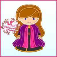 Snow Princess Applique Machine Embroidery Design File 5x7 6x10