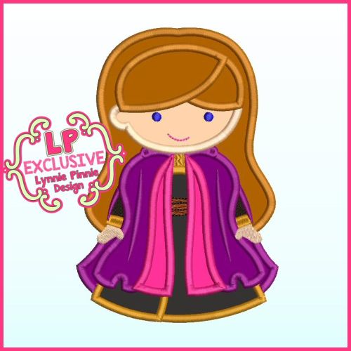 Snow Princess Applique Machine Embroidery Design File 5x7 6x10