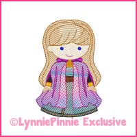 Sketch Fill New Snow Princess Machine Embroidery Design File 4x4 5x7 6x10