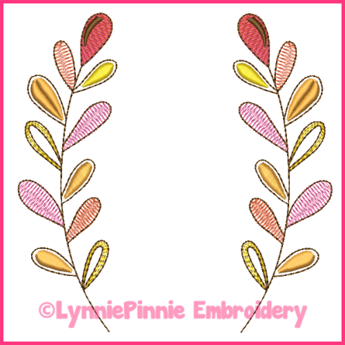 Fall Foliage 1 ColorWork Sketch Embroidery Design 4x4 5x7 6x10 7x11