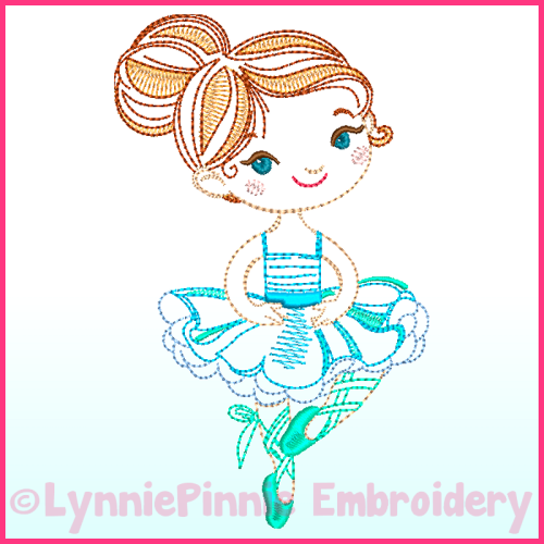 ColorWork Ballerina 2 Machine Embroidery Design File 4x4 5x7 6x10