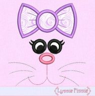 Bunny Face Girl Applique 4x4 5x7 6x10