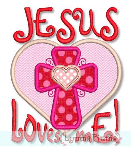 Jesus Loves Me Heart Applique Embroidery Design File 4x4 5x7 6x10 Exclusive Artwork