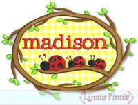 Ladybugs on a Branch Applique Monogram Name Frame 4x4 5x7 6x10 7x11