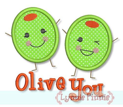 Olive You (I Love You) Applique 4x4 5x7 6x10
