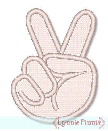 Peace Sign Hand Applique 4x4 & 5x7